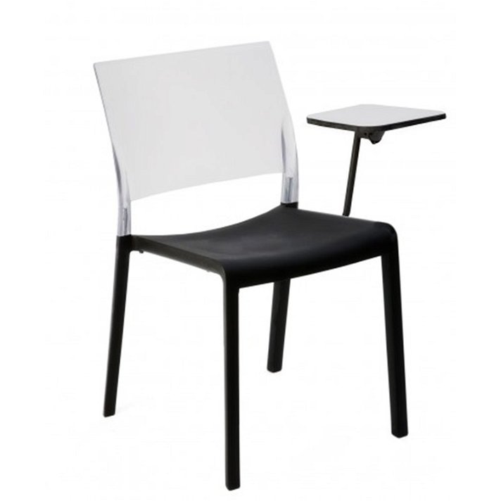 Set di 4 sedie realizzate con acciaio e polipropilene colore nero e traslucido Fiona Congressi Resol