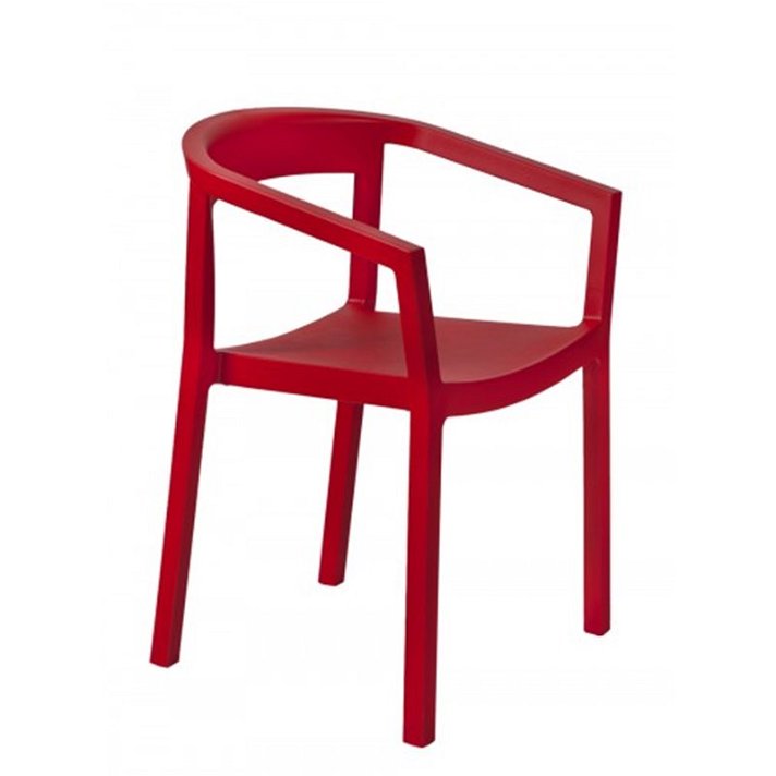 Set di sedie impilabili con braccioli realizzate in polipropilene colore rosso Peach Resol