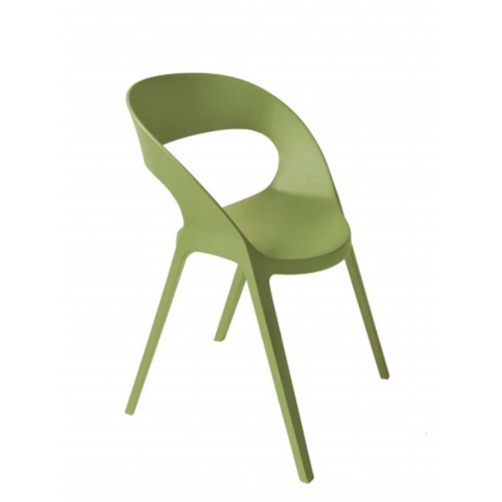 Set di sedie impilabili con protezione UV realizzate in polipropilene colore verde oliva Carla Resol