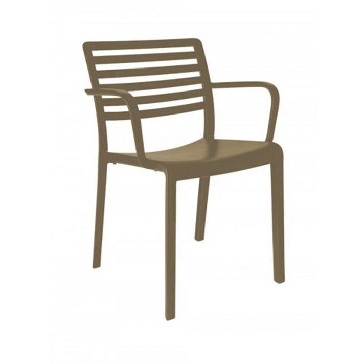 Set di sedie con braccioli fabbricate in fibra di vetro colore cioccolato Lama Resol
