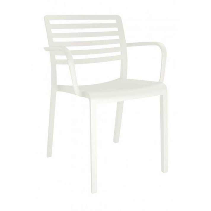 Pack de sillas con protección UV y apoyabrazos elaboradas en polipropileno color blanco Lama Resol