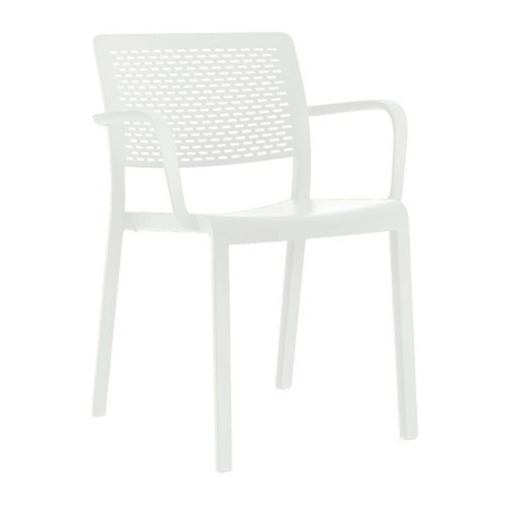 Pack de sillas con reposabrazos fabricadas con polipropileno de color blanco Trama de Resol