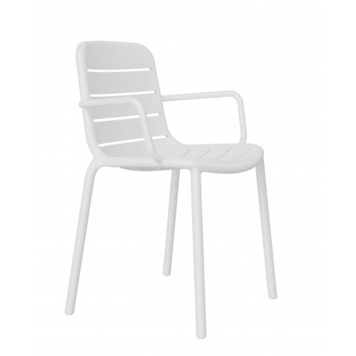 Conjunto de cadeiras com apoio de braços com proteção UV e acabamento de cor branco Gina Resol