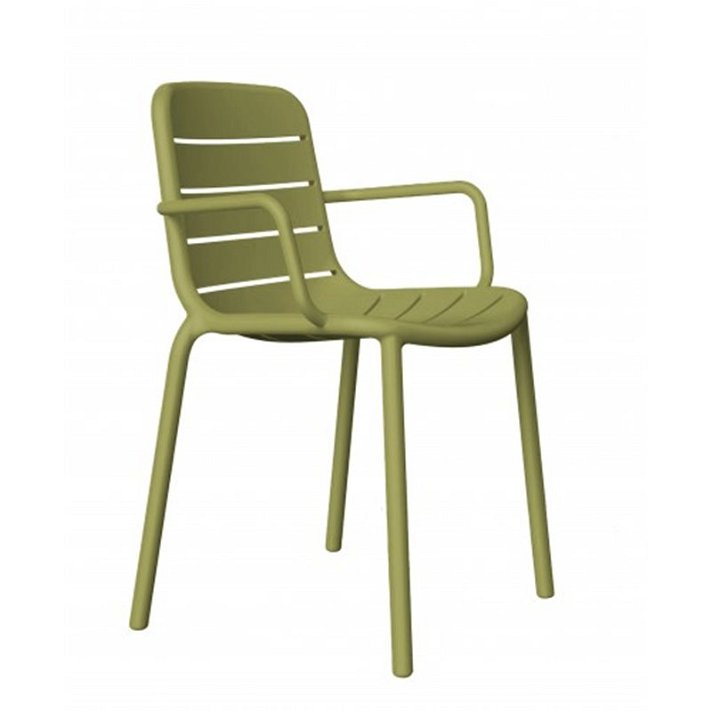 Pack de sillas apilables con reposabrazos y acabado en color verde oliva Gina Resol
