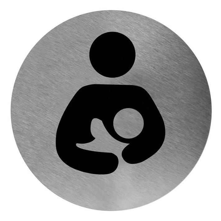 Cartello per l'area di allattamento in acciaio con finitura satinata e colore nero Mediclinics