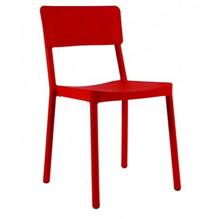 Lot de chaises empilables en polypropylène de couleur rouge Lisbonne Resol