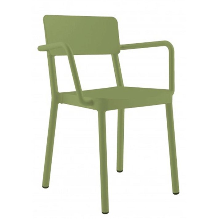Set di sedie con protezione UV e braccioli realizzate in polipropilene colore verde oliva Lisboa Resol