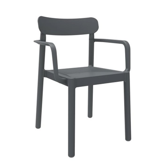 Pack de sillas con brazos de polipropileno en acabado color gris oscuro Elba Garbar