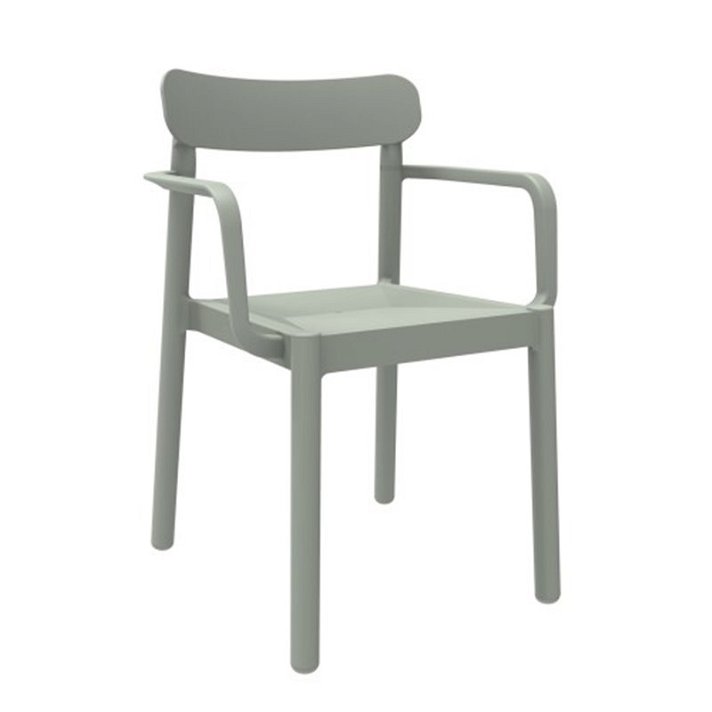 Lot de chaises avec accoudoirs en polypropylène avec finition de couleur gris verdâtre Elba Garbar