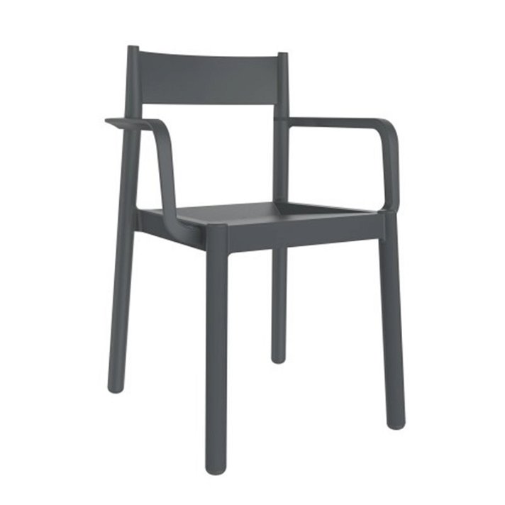 Pack de sillas con brazos de polipropileno en acabado color gris oscuro Danna Garbar