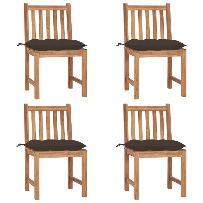 Pack de sillas de jardín de madera maciza de teca con lijado y cojines gris taupe Vida XL
