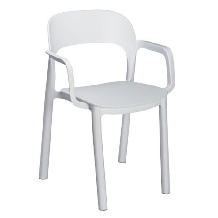 Lot de chaises avec accoudoirs en polypropylène avec une finition de couleur blanche Ona Garbar