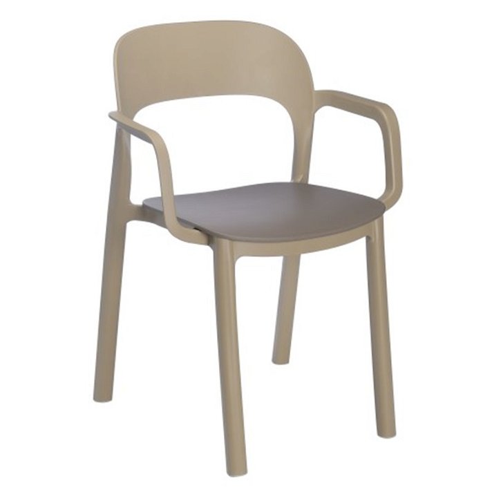 Pack de sillas con brazos de polipropileno en acabado color arena y chocolate Ona Garbar