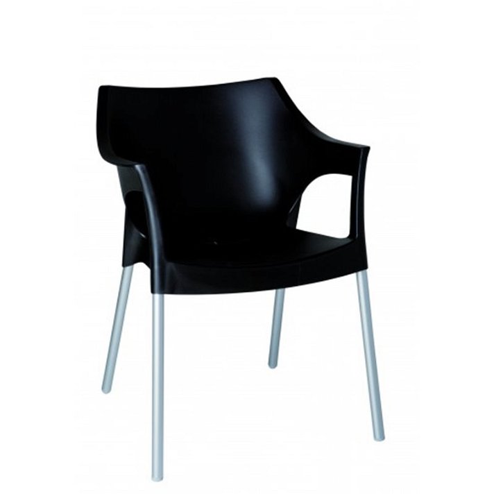 Lot de chaises avec accoudoirs de 60 cm en polypropylène avec finition de couleur noire Pole Garbar