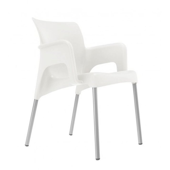 Pack de sillas con brazos de 60 cm hechas en polipropileno con un acabado en color blanco Sun Garbar