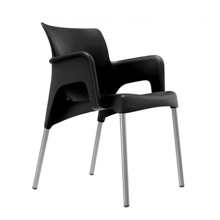 Lot de chaises avec accoudoirs de 60 cm en polypropylène et aluminium avec finition de couleur noire Sun Garbar