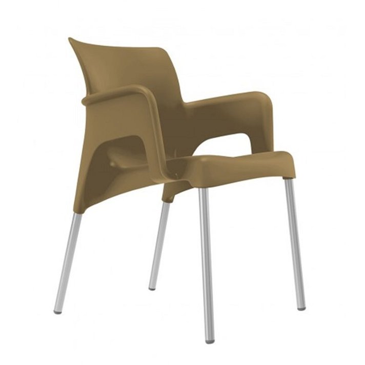 Lot de chaises avec accoudoirs de 60 cm en polypropylène et aluminium avec finition de couleur chocolat Sun Garbar