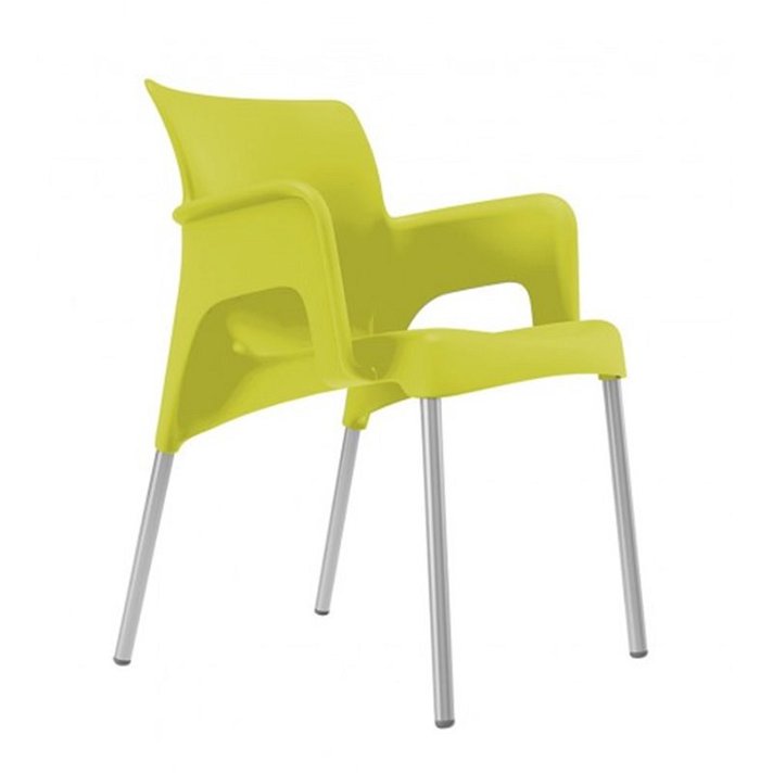 Lot de chaises avec accoudoirs de 60 cm en polypropylène et aluminium avec finition de couleur vert citron Sun Garbar