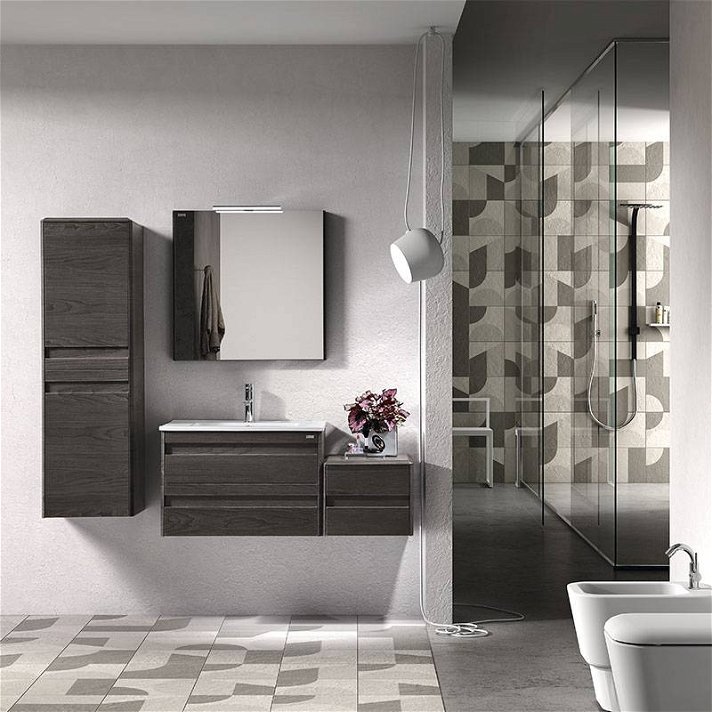 Set mobile bagno personalizzabile con mobile di 120 cm e lavabo doppia vasca Barcelona 3 Valenzuela