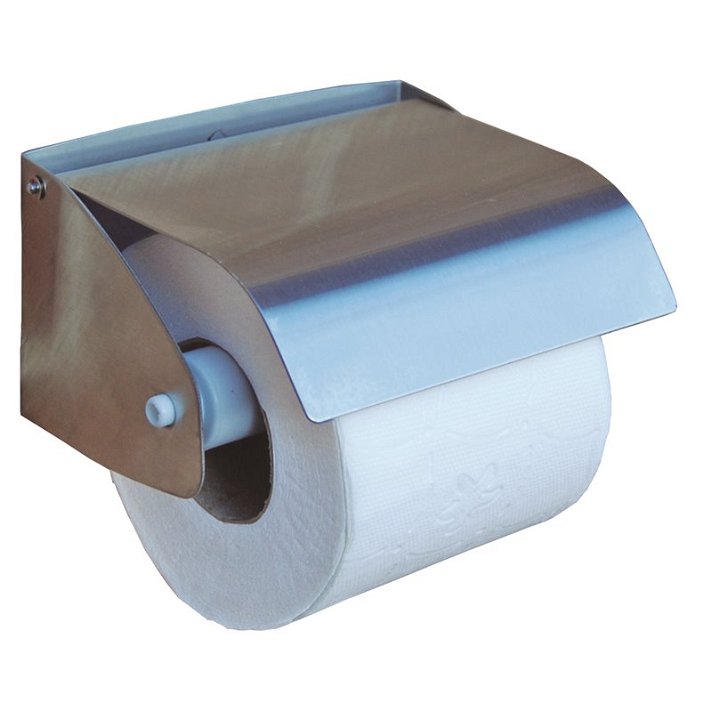 Wall-hung toilet roll holder with cover made of steel with a satin finish Medisteel Mediclinics