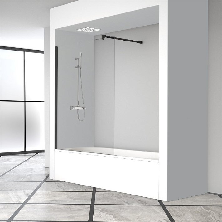 Box doccia per vasca da bagno frontale da 150 cm in vetro temperato con finitura opzionale OV 2000 Profiltek