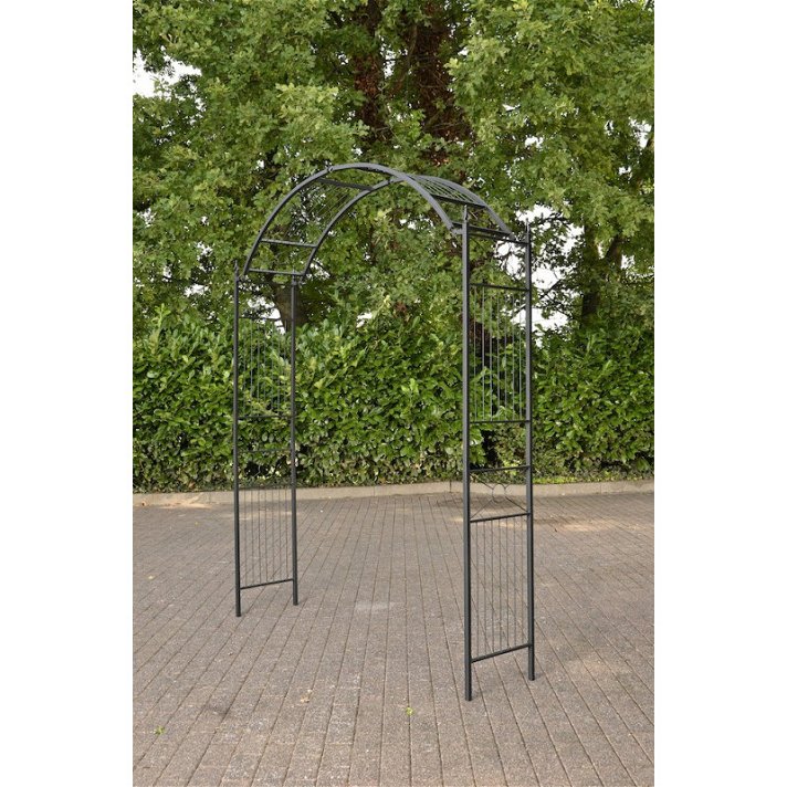 Arco para flores de jardín de 175 cm ancho ajustable de metal acabado negro Flexi CLP