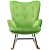 Chaise à bascule verte de 71 cm en velours métal et bois avec accoudoirs Sanka CLP