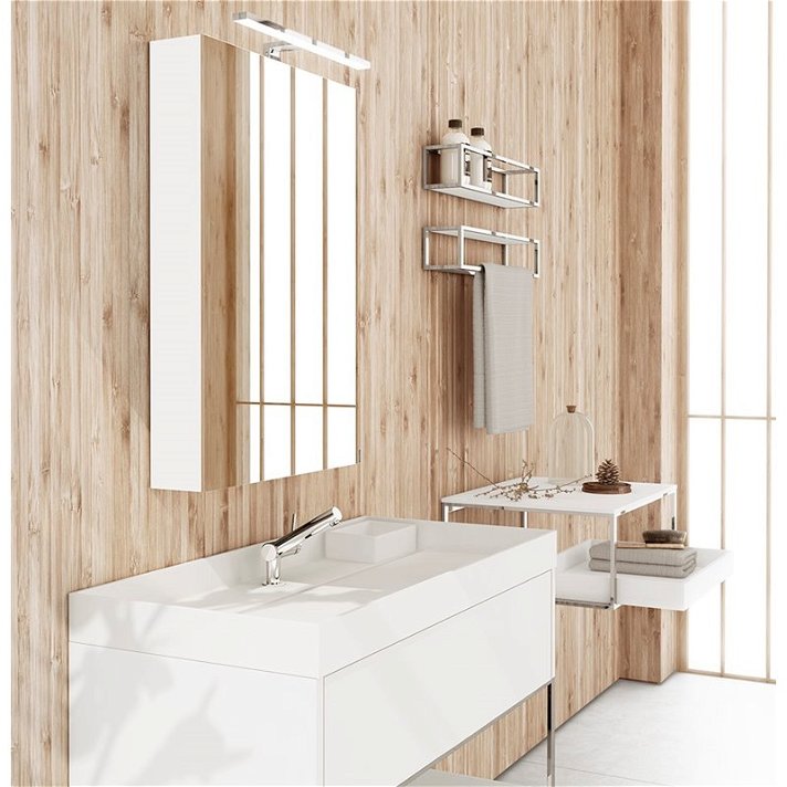 Mueble con lavabo suspendido rectangular para baño de acabado mate the grid COSMIC