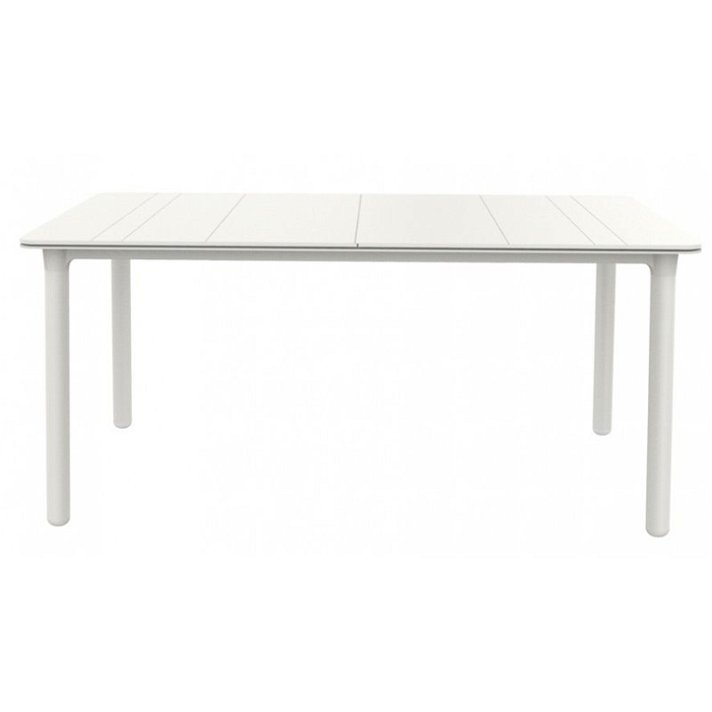 Mesa para exterior de 160 cm fabricada em polipropileno e fibra de vidro com acabamento de cor branca Noa Solid Garbar