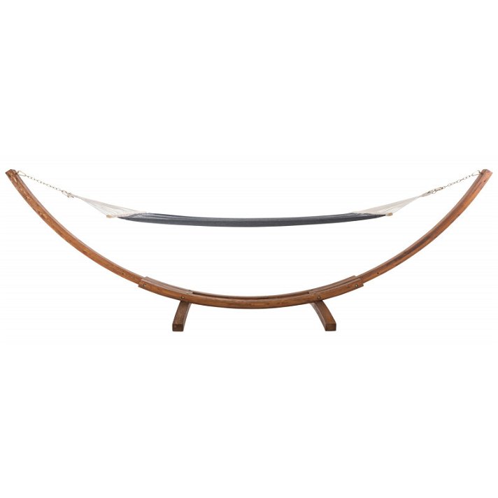 Hamac avec barre transversale et balancelle avec structure en bois de 400 cm couleur grise Miramar CLP