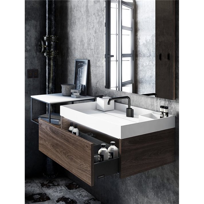Mueble roble oscuro con lavabo the grid COSMIC