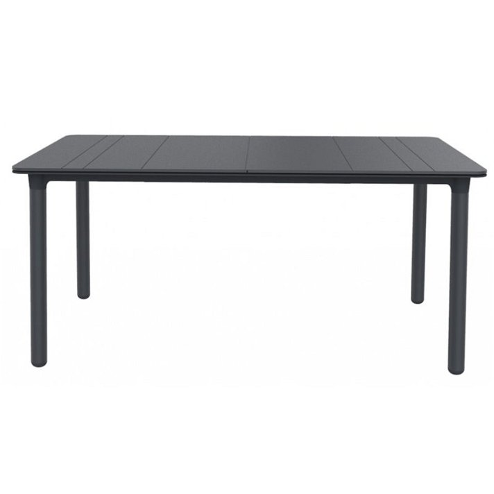 Mesa para exterior de 160 cm de polipropileno y fibra de vidrio en acabado color gris oscuro Noa Solid Garbar