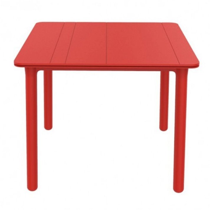Mesa de forma cuadrada fabricada en polipropileno de 90 cm en color rojo Noa Resol