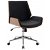 Silla de oficina giratoria con asiento de madera y tapizado en cuero sintético en colores nogal y negro Zwolle CLP