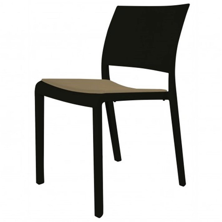 Pack de 4 sillas negras elaboradas con polipropileno y tapizado color arena Fiona Resol