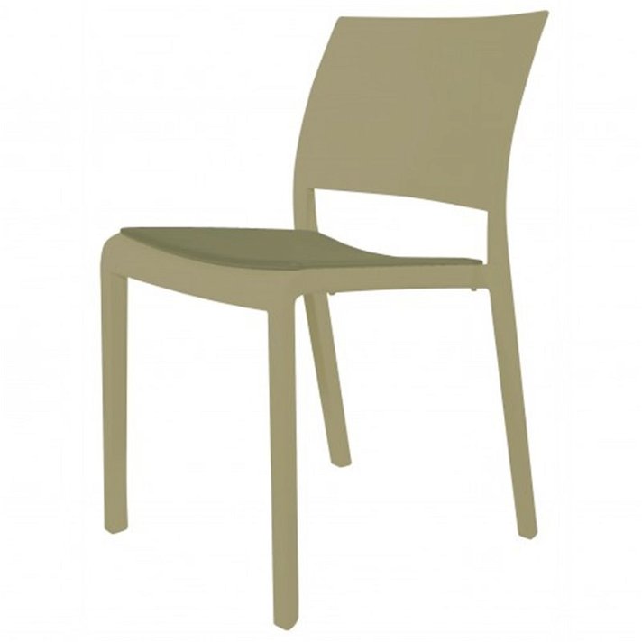 Lot de 4 chaises fabriquées en polypropylène et tissu de couleur sable Fiona Resol