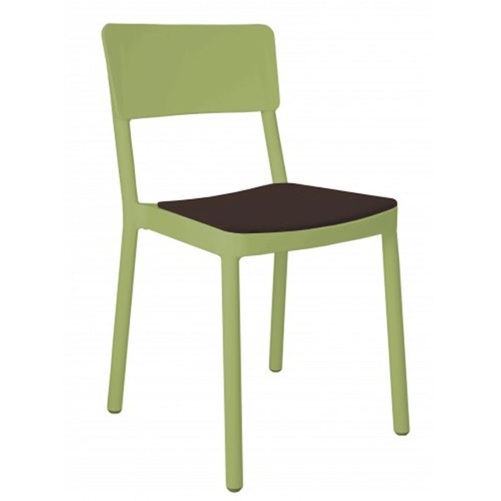 Pack de 4 sillas elaboradas en polipropileno con tapizado color chocolate Lisboa Resol