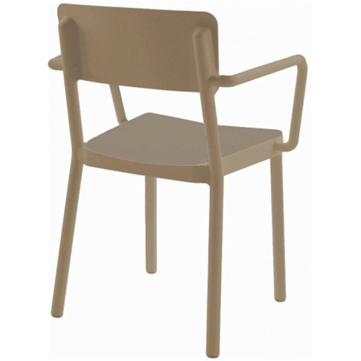 Set di 4 sedie con braccioli fabbricate con polipropilene e tappezzeria colore sabbia Lisboa Resol