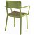 Pack de 4 sillas verde con apoyabrazos elaboradas de polipropileno y tapizado marrón Lisboa Resol
