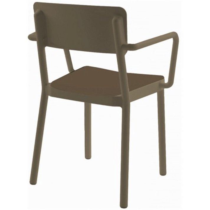 Lot de 4 chaises avec accoudoirs fabriquées en polypropylène tapissées de couleur marron Lisbonne Resol
