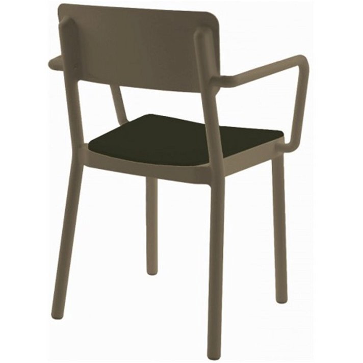 Pack de 4 sillas marrón con apoyabrazos elaboradas de polipropileno y tapizado negro Lisboa Resol