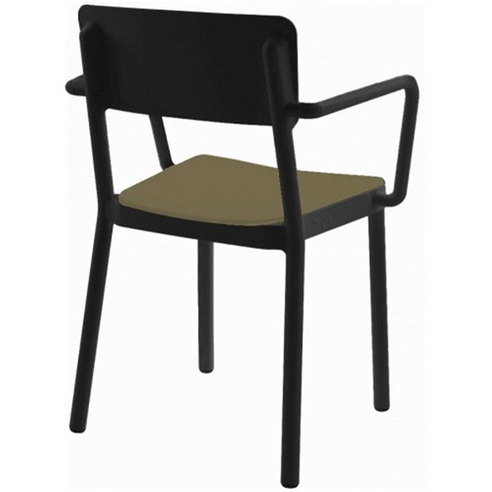 Lot de 4 chaises noires avec accoudoirs fabriquées en polypropylène tapissées de couleur marron Lisbonne Resol