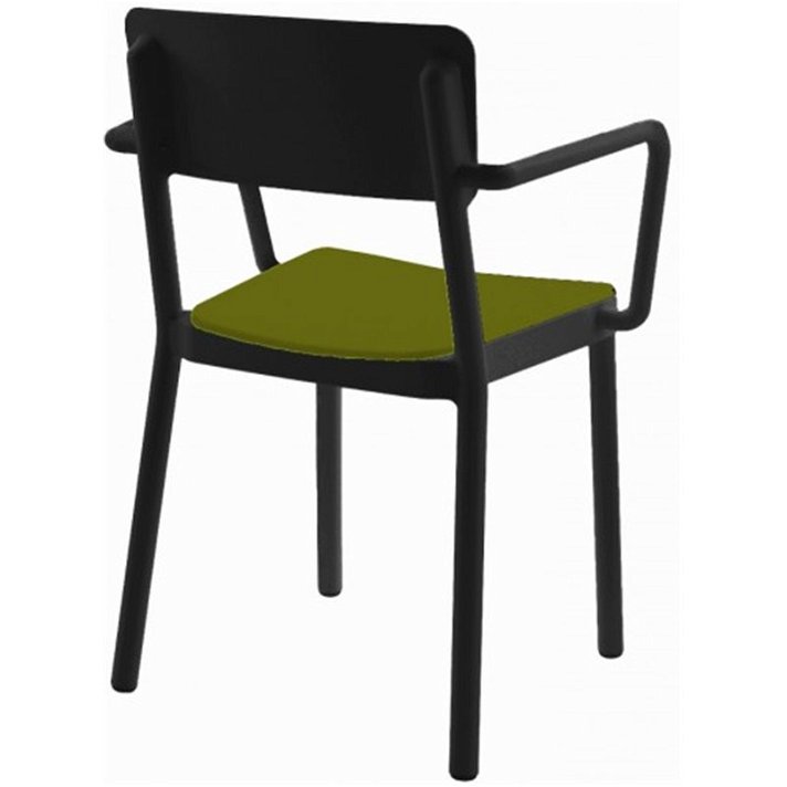 Set di 4 sedie nere con braccioli realizzate in polipropilene e tappezzeria verde nilo Lisboa Resol