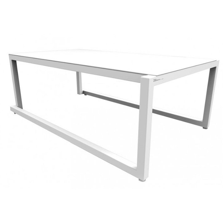 Mesa de centro para exterior fabricada con aluminio y acabado color blanco BARCINO Resol