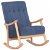Chaise à bascule fabriquée en bois de caoutchouc et revêtue en imitation velours bleue Saltilla CLP