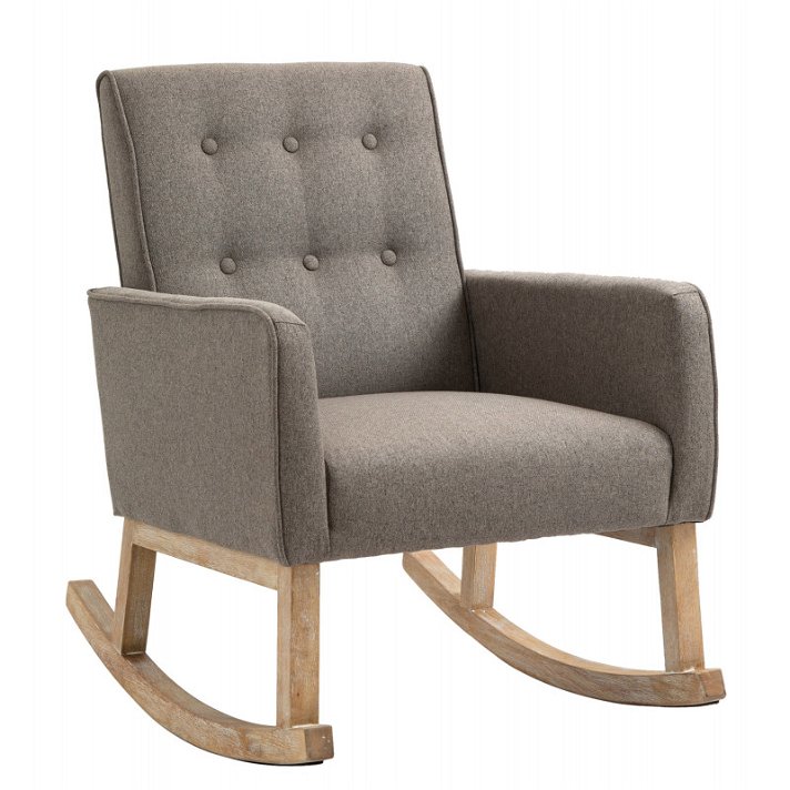 Chaise à bascule couleur gris taupe fabriquée en bois et tissu en polyester Dream CLP