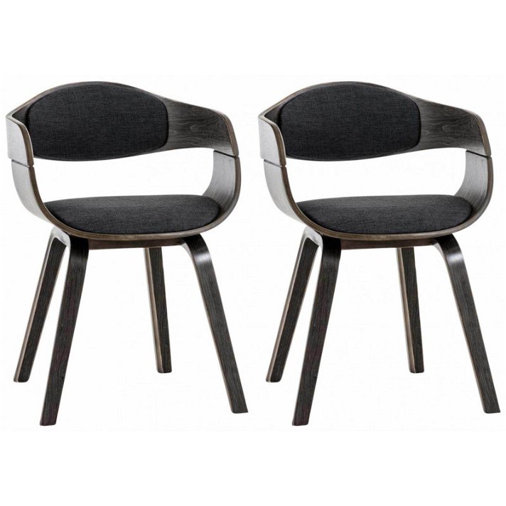 Pack de sillas de comedor de color gris y gris oscuro fabricado en madera y tela Kingston CLP