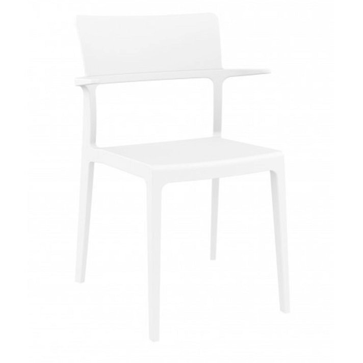 Set di quattro sedie impilabili fabbricate in polipropilene di colore bianco Plus Resol