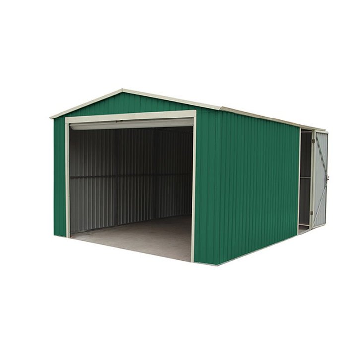 Garage con superficie di 17,85m² in acciaio zincato con finitura verde e bianca Leicester Gardiun