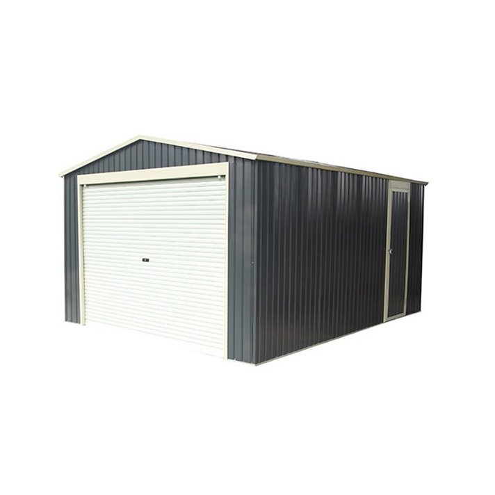 Garage con una superficie di 20,09m² in acciaio zincato con finitura grigio scuro e bianco Essex grigio Gardiun